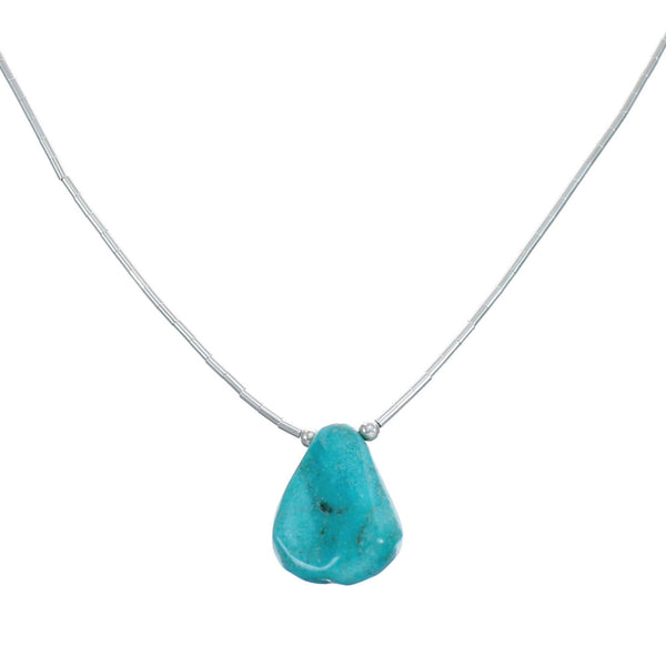 Liquid Sterling Silver Native American Turquoise Necklace JX126749